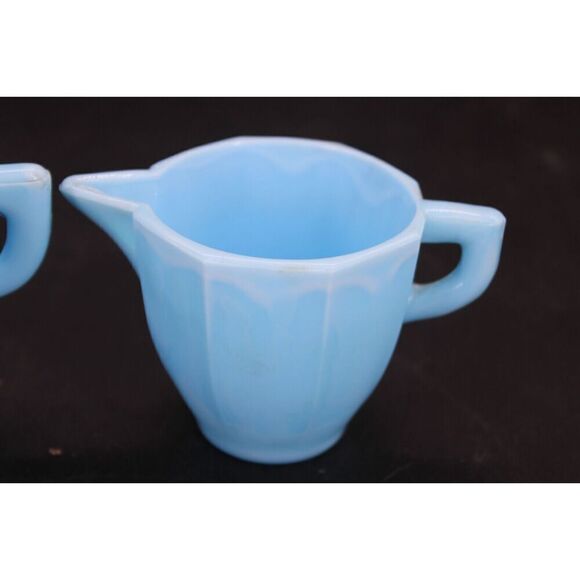 1930s Blue Agate SLAG GLASS Childrens Toy TEA SET 3 Pieces - Picture 3 of 16